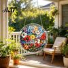 Transparent Acrylic Decor 7.48 Inch Circular DIY Puzzle Suncatcher, Stained Glass Style Window Hanging Ornament, Adult Gift Waterproof Pendant