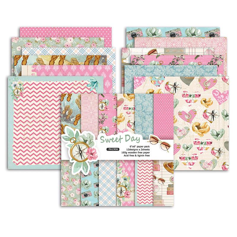 

24 листа крафт-бумаги Sweet Day, подушечки для резки, художественный фон, оригами, скрапбукинг, изготовление карт