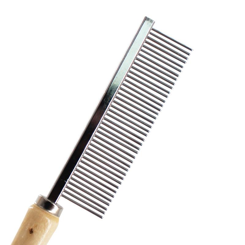Pet Hair Grooming Accessories Wooden Handle Cat Dog Hair Comb Stainless Steel Pet Massage Hair Trimmer Comb Easy Cleaning Brush