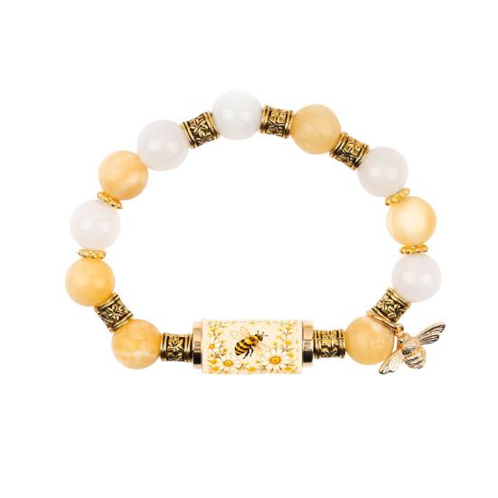 Bracciale Uccelli Benedizione con Scatola Regalo Premium, Bracciale con Perline Rosa Multicolore Design Elastico, Braccialetti Benedizione Ape Colibrì per Donne