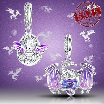Elegant Copper Craft Flying Dragon Egg Zircon Pendant Jewellery Charms Bracelet Lovely Fine Plata Bead Women Gift