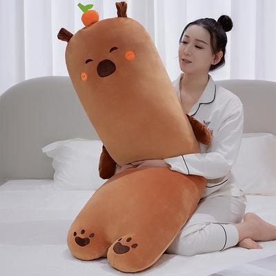 70-140cm Yeni Sevimli Kapibara Peluş Oyuncaklar Doldurulmuş Kapibara Bebekleri Uzun Uyku Sıkılabilir Yastık Kanepe Minderi Noel Doğum Günü Hediyesi