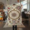 1Pc Compass Print Flannel Blanket, High Quality Comfortable for All Seasons, Home Decor, Warmth and Comfort, Perfect for Christmas Gifts W167