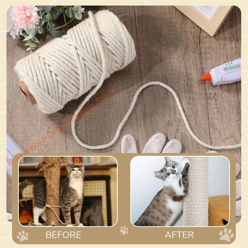 Superior 1/4 By 164 Feet Fiber Rope For Restoring Worn Out Pet Climbing skeletons And Posts