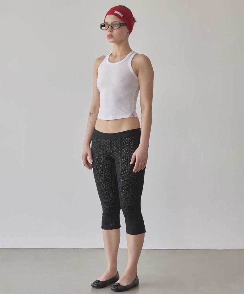 SCULPTOR Eyelet Knit Capri Pants Black