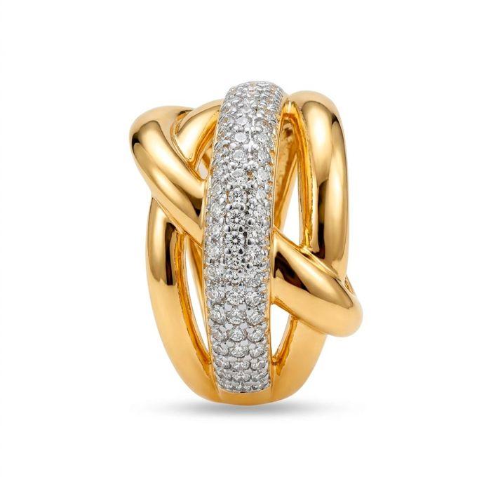 Bague - LUXENTER - Gola - Or jaune 18 carats - Oxyde de zirconium - Largeur 17 mm