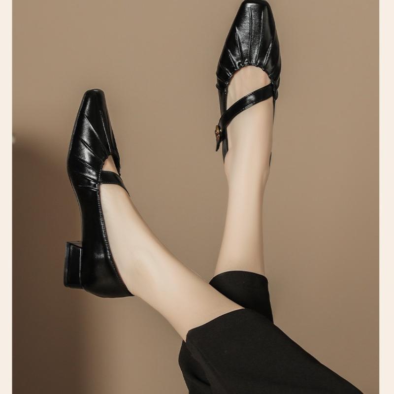 Fashion Women's Chunky Heel Mary Jane Shoes Soft Sole Low Heel Non-Slip Comfortable Leather Casual Shoes Autumn Winter New