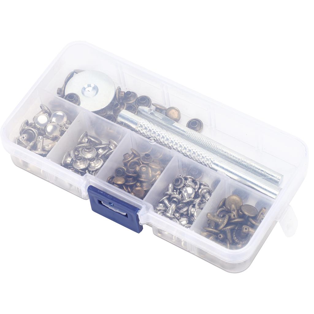 120Pcs Leather Rivets Set Double Cap Metal Fixing Stud DIY Hand Made Accessories 6MM 8MM
