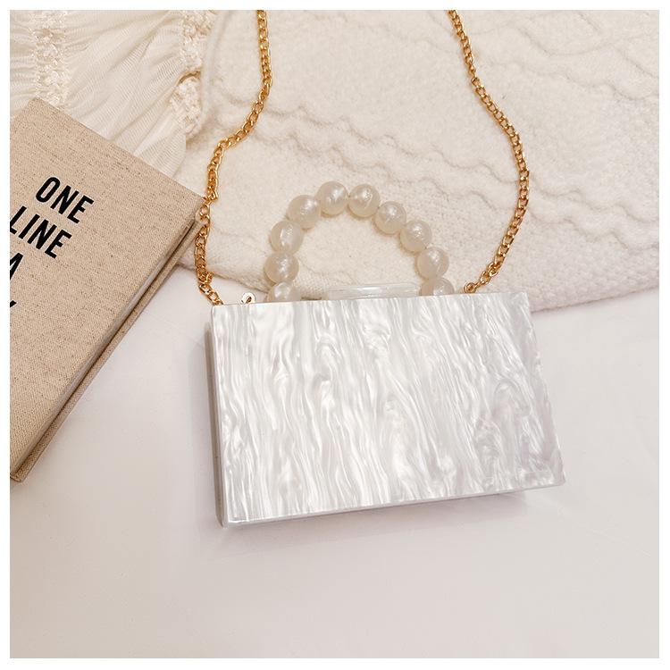 Acrylic Bag Beads Portable Shoulder Messenger Chain Box Bag Dinner Bag Direct Sale