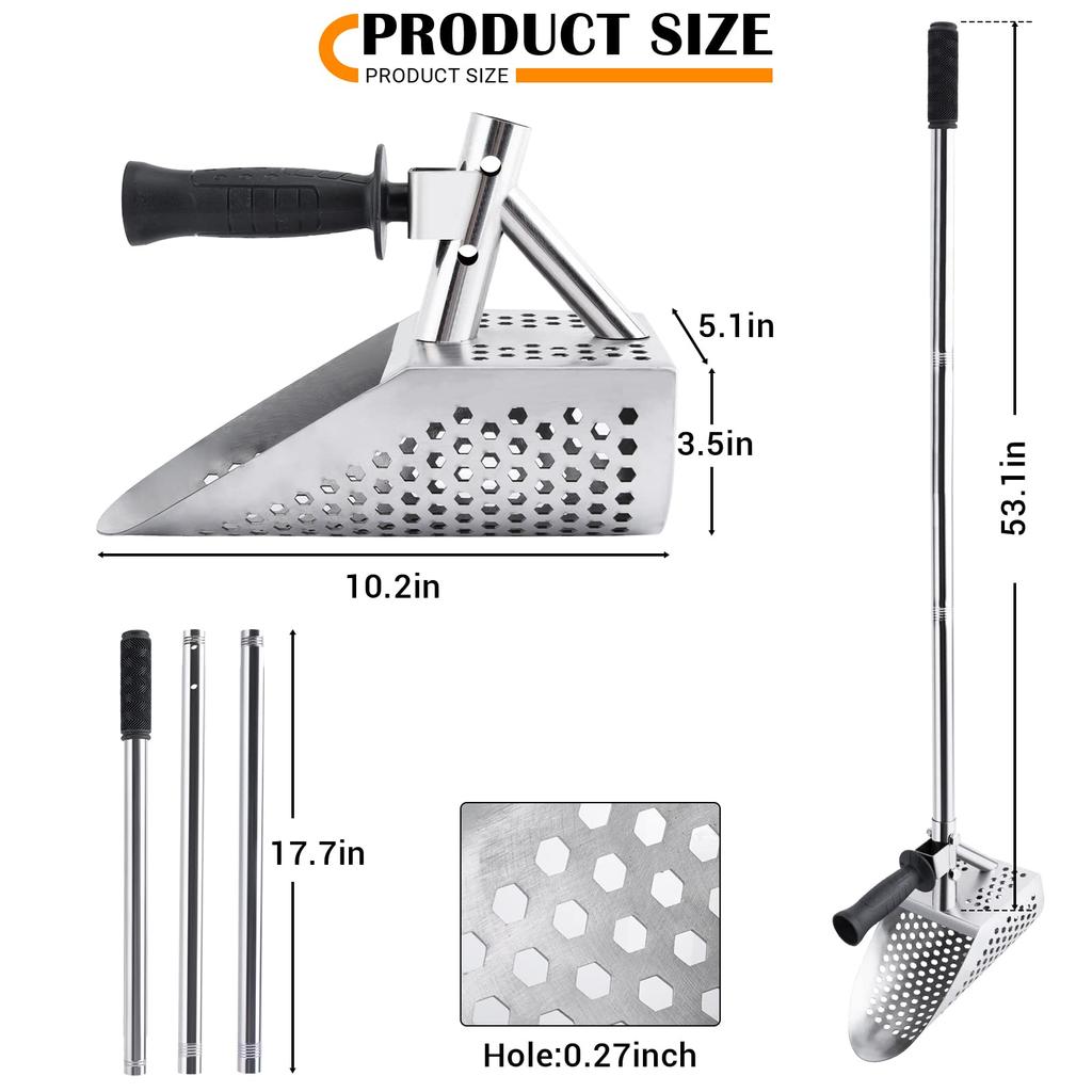 Sand Scoop Metal Detecting Shovel Sifter Metal Scoop Stainless Steel Metal Detector Shovel Treasure Hunting, Beach Sand Scoop