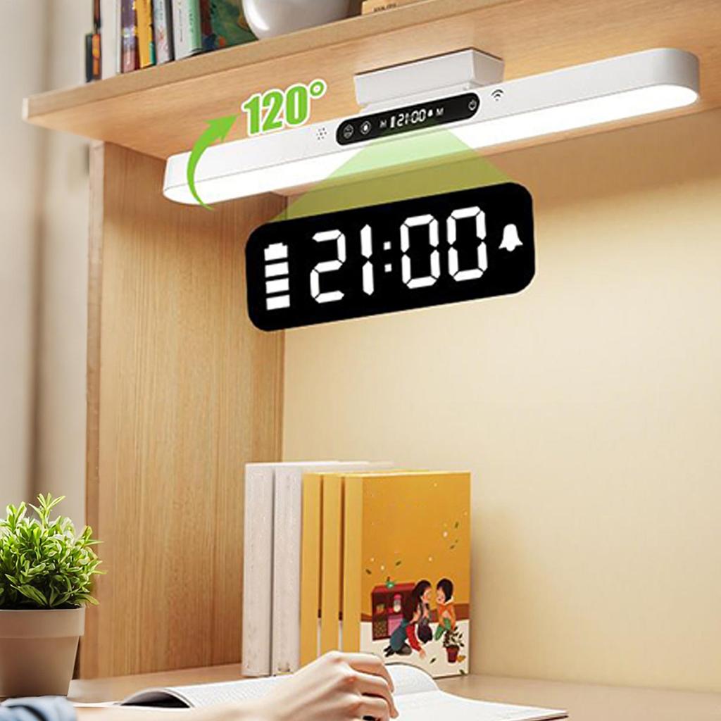 Magnetic LED Light Bar No-Punching 3-Mode Clock Light Clock Desk Lamp For Students Bathroom Closet Bedroom Workshop Hallway
