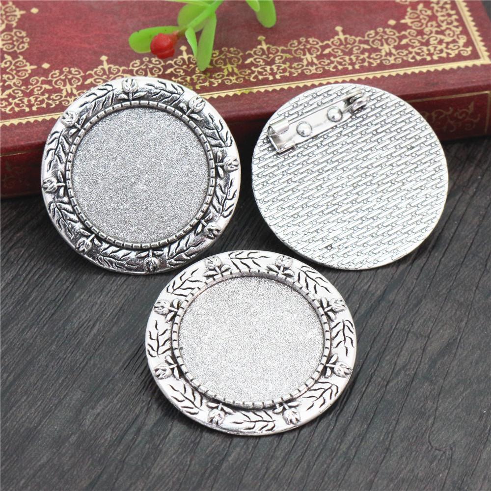 New Fashion 5pcs 25mm Inner Size Antique Silver Plated and Antique Bronze and Antique Gold Color Brooch Cabochon Base Setting