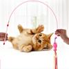 Hot Sale Steel Wire Teasing Cat Stick New Butterfly Colorful Turkey Feathers  Fish Cute Bell Playing Toys Supplies