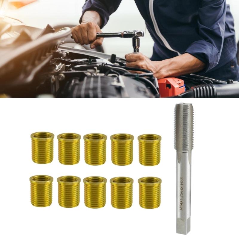 Spark Plugs Thread Repair Kit 15mm Cylinder Head Rethreaded Tool for Gasolines Engine M14x1.25 Inserts Gasolines Repair