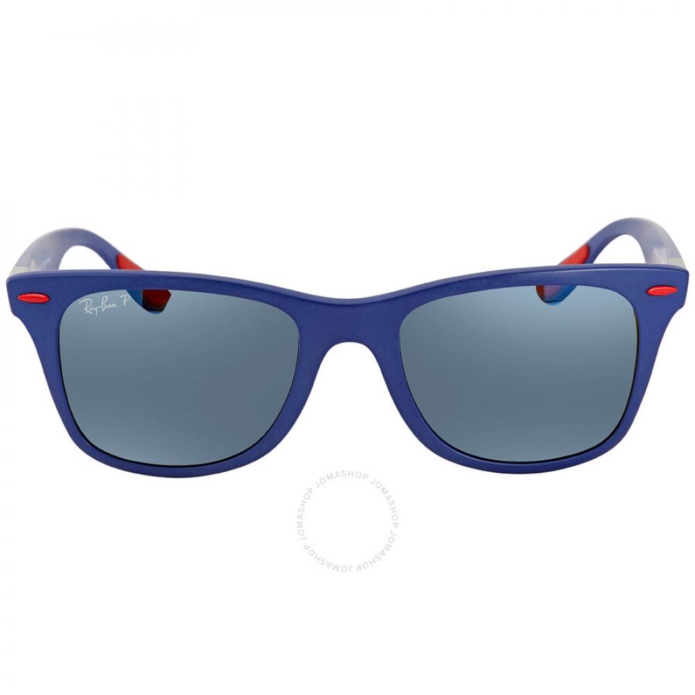 

Ray Ban Scuderia Ferrari Polarized Blue Mirror Chromance Square Unisex Sunglasses RB4195M F604H0 52