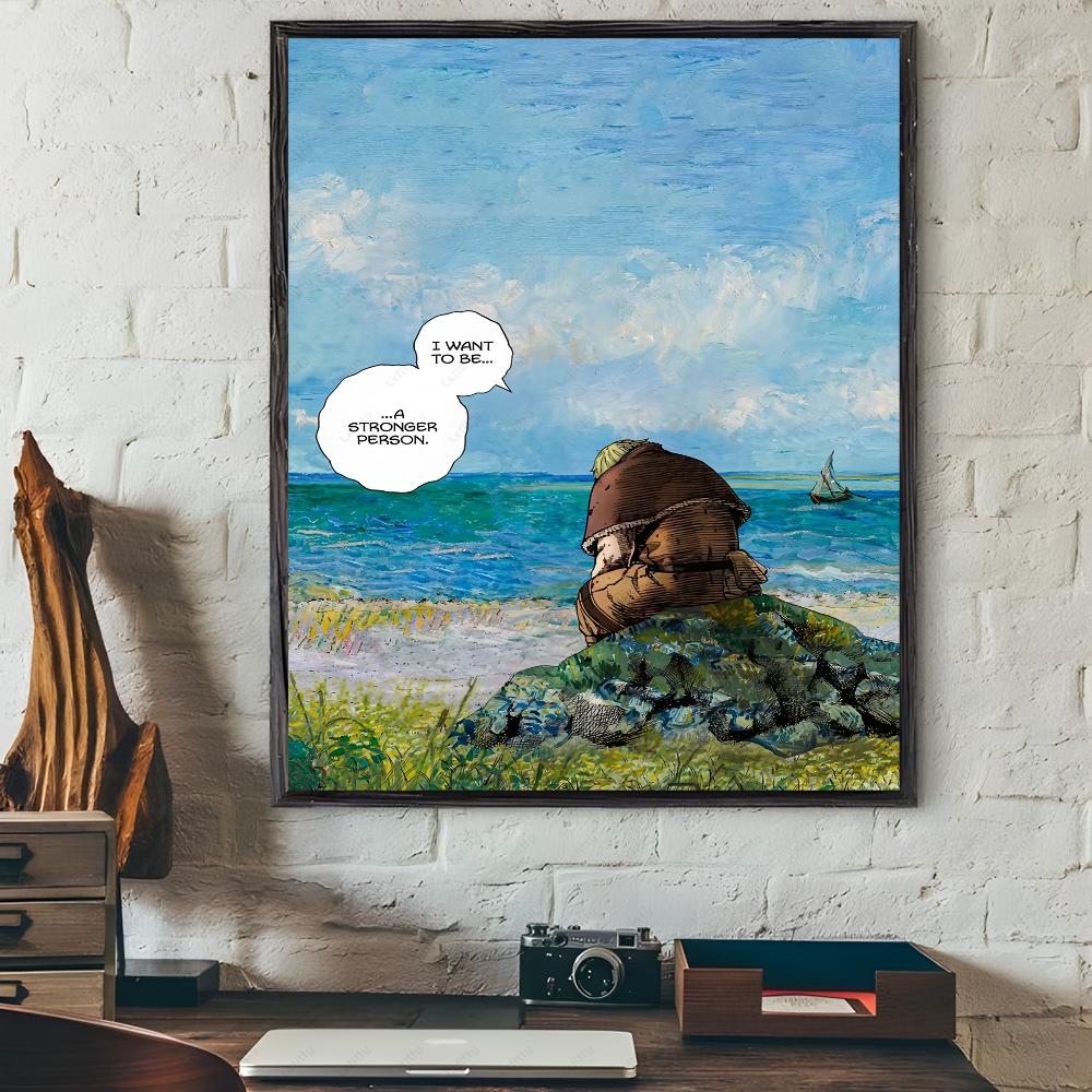Cool V-Vinland M-Manga S-Saga Anime Poster Sticky Wall Art Printing Waterproof Home Living Bed Room Bar Aesthetic Decor