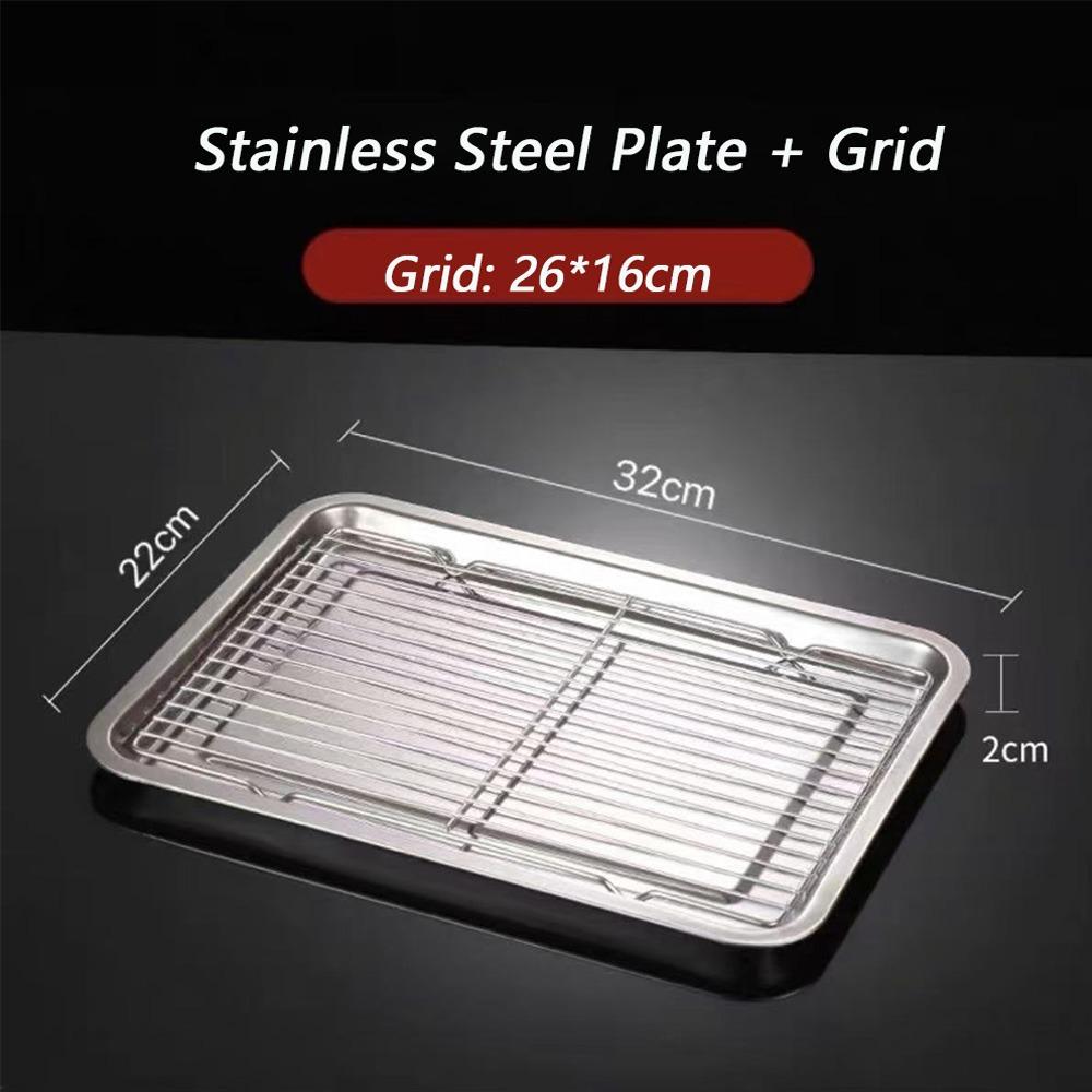New 304 Stainless Steel Stainless Steel Baking Tray Oil Filter Removable Cooling Rack BBQ Tray Bakeware Oven Use