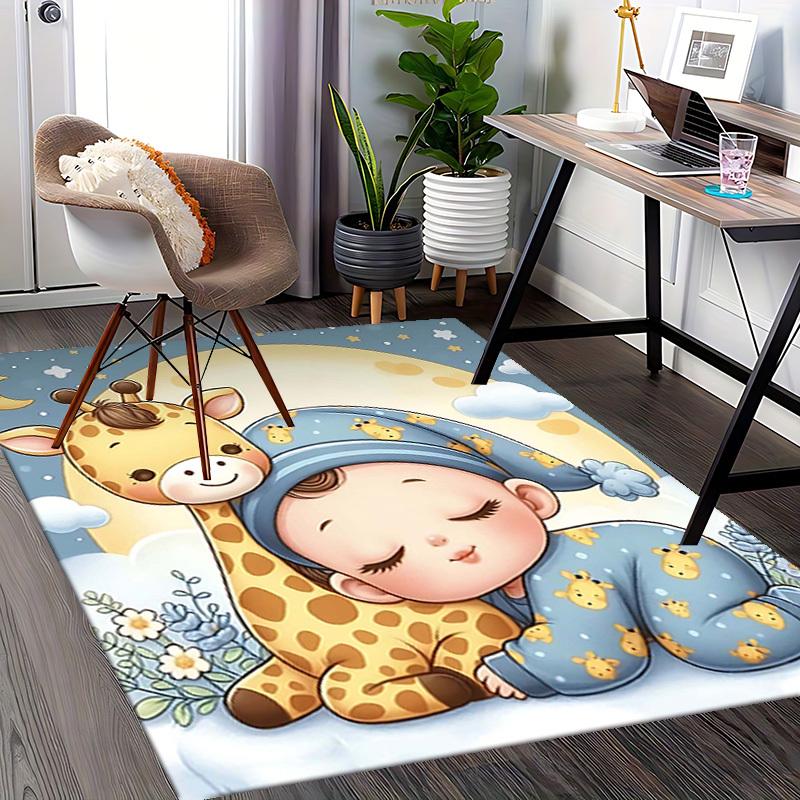 1pc Giraffe Print Chair Mat, Non-Slip Carpet for Office Chairs, Suitable for Home Decor, Living Room, Bedroom, Game Room, Festive Gift, All Seasons Un
