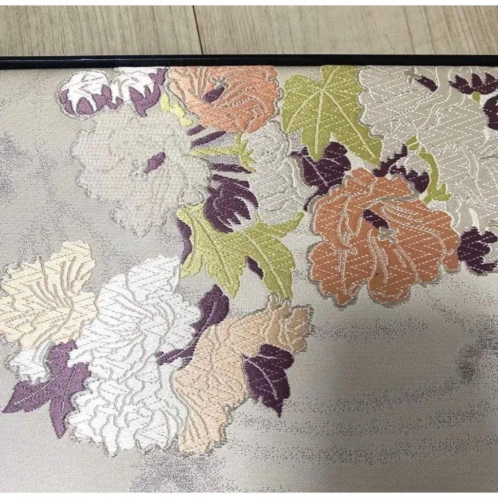 Used New, Fukuro Obi (a type of kimono sash), Nishijin-ori (textile woven in Nishijin, Kyoto), seasonal flowers