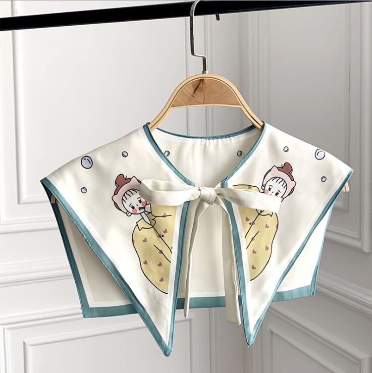 Perfect Match Printed Shawl Fake Collar Women Detachable Collars Big Lapel False Collar Shirt Thin Shawl Kragen Sahte Yaka Kraagje Nep Dames