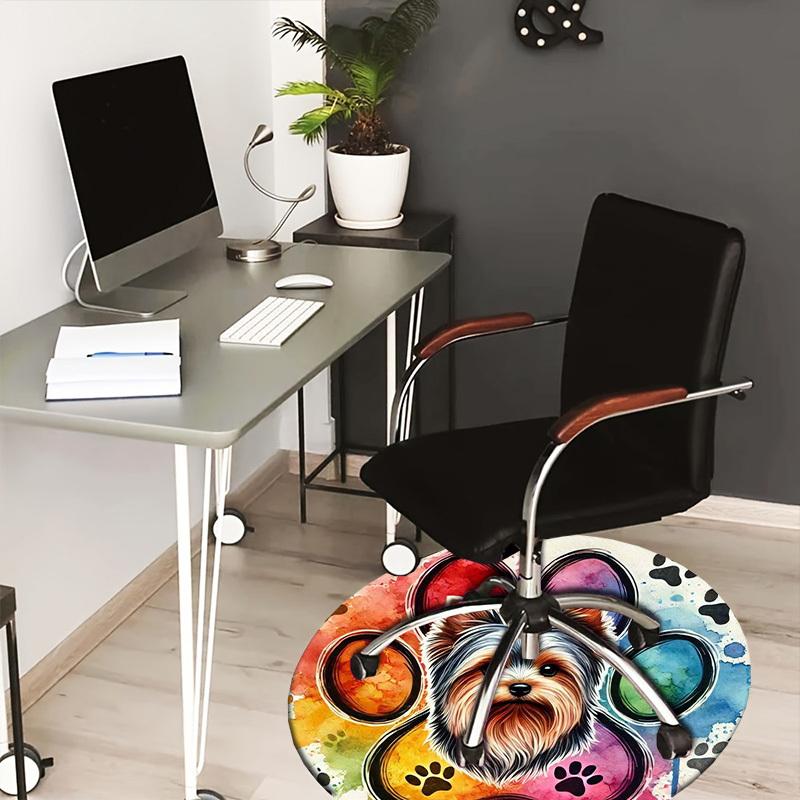 

1pc Office Carpet Chair Mats Yorkshire Terrier Paw Print Perfect for Decorating Office Chairs, Living Rooms, Or Bedrooms 80cm