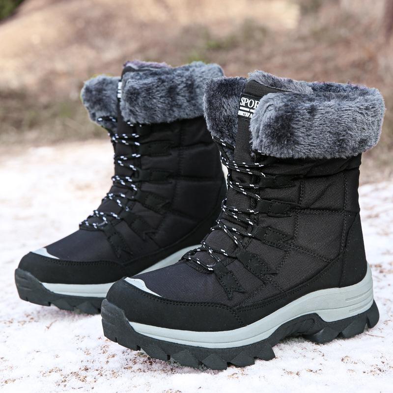 Women's Snow Boots Winter Warm Mid-tube Boots Plus Velvet Thickened Northeast Cotton Shoes Large Size Women's Shoes