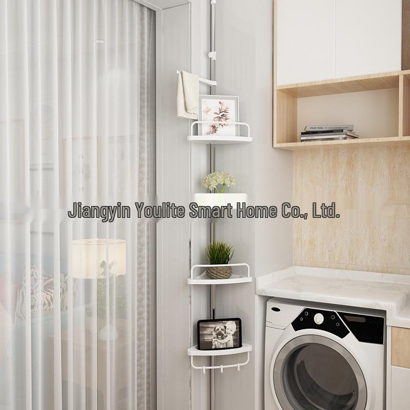 Punch-Free Corner Bathroom Storage Tower: Multi-Functional Floor-to-Ceiling Organizer