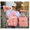Female Junior High School College Students Four-piece School Bags Korean Version Harajuku Style Backpack Ins Knapsack with Bumbag Pen Bag