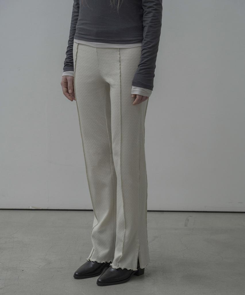 Mosyupamosyu Interlock Slit Knit Pants [Ivory]