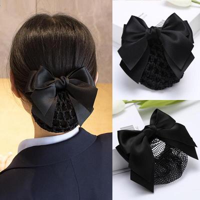Redaho Hair Net Women's Automatic Interview Hairpin Separate Big Ribbon