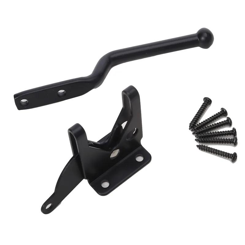 

Horticultural hardware fence accessories, carbon steel automatic closed door latch type farm ranch fence door latch lock чорний