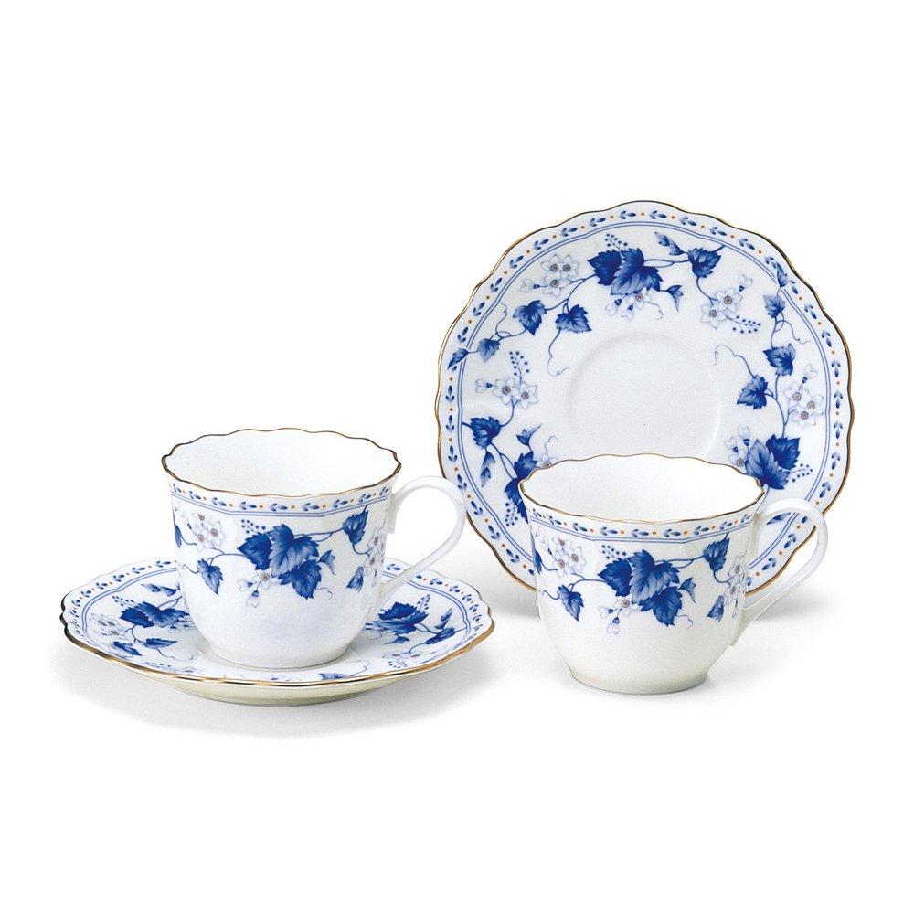 

NARUMI Solaria 200cc Cup and Saucer Blue with Ivy Elegant Perfect for Weddings and Gift Product Set, Pattern, Pair. Cute, Stylish, Design, Gifts.