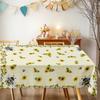 Sunflower Bee Topic Rectangle Tablecloth for Table Decor Kitchen Dining Waterproof Reusable Tablecloths for Table Holiday Party