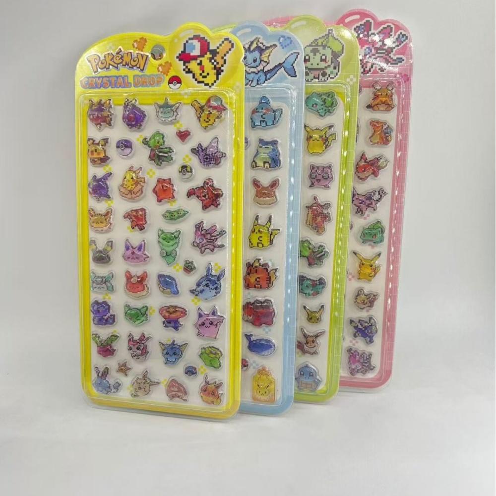 Pikachu Crystal Epoxy Stickers Bulbasaur Squirtle Sticker Toy for Craft Scrapbooking Phone Case Bottle Notebook Gifts