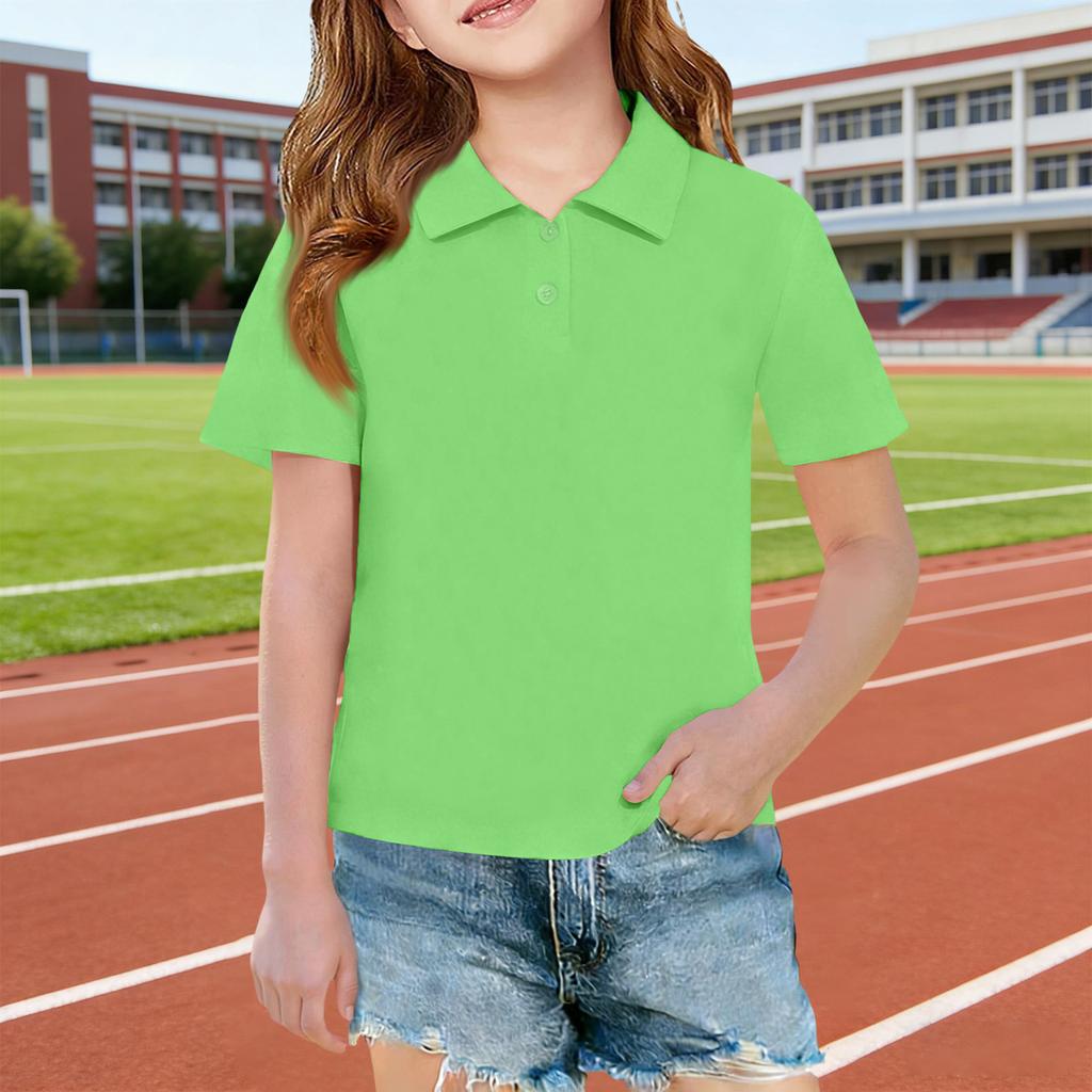 Short Sleeve Polo Shirt for Girls Classic Collar Design Breathable Lightweight Fabric Suitable for Daily Wear School Uniforms Outdoor Activities