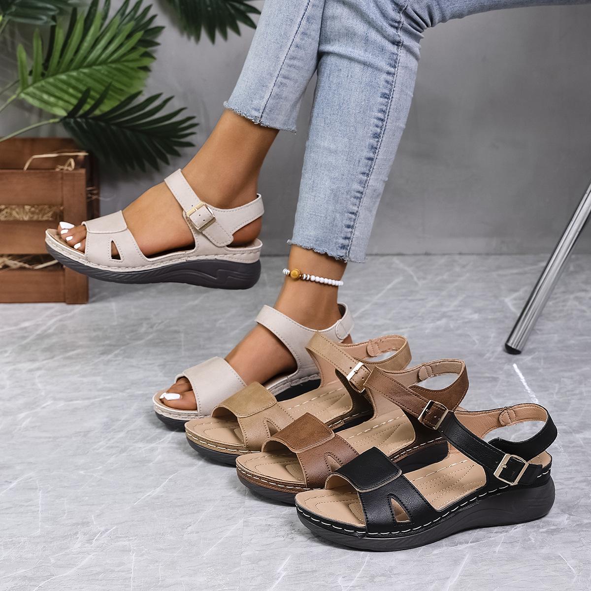 

Sandals women s fashion platform versatile women s sandals non-slip comfortable casual women s shoes 43 бежевий