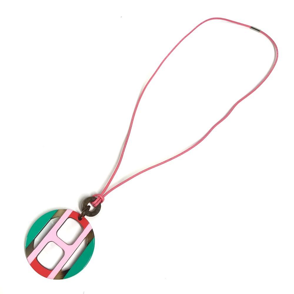 HERMES H-equipe logo Accessories Necklace lacquer pink/Green