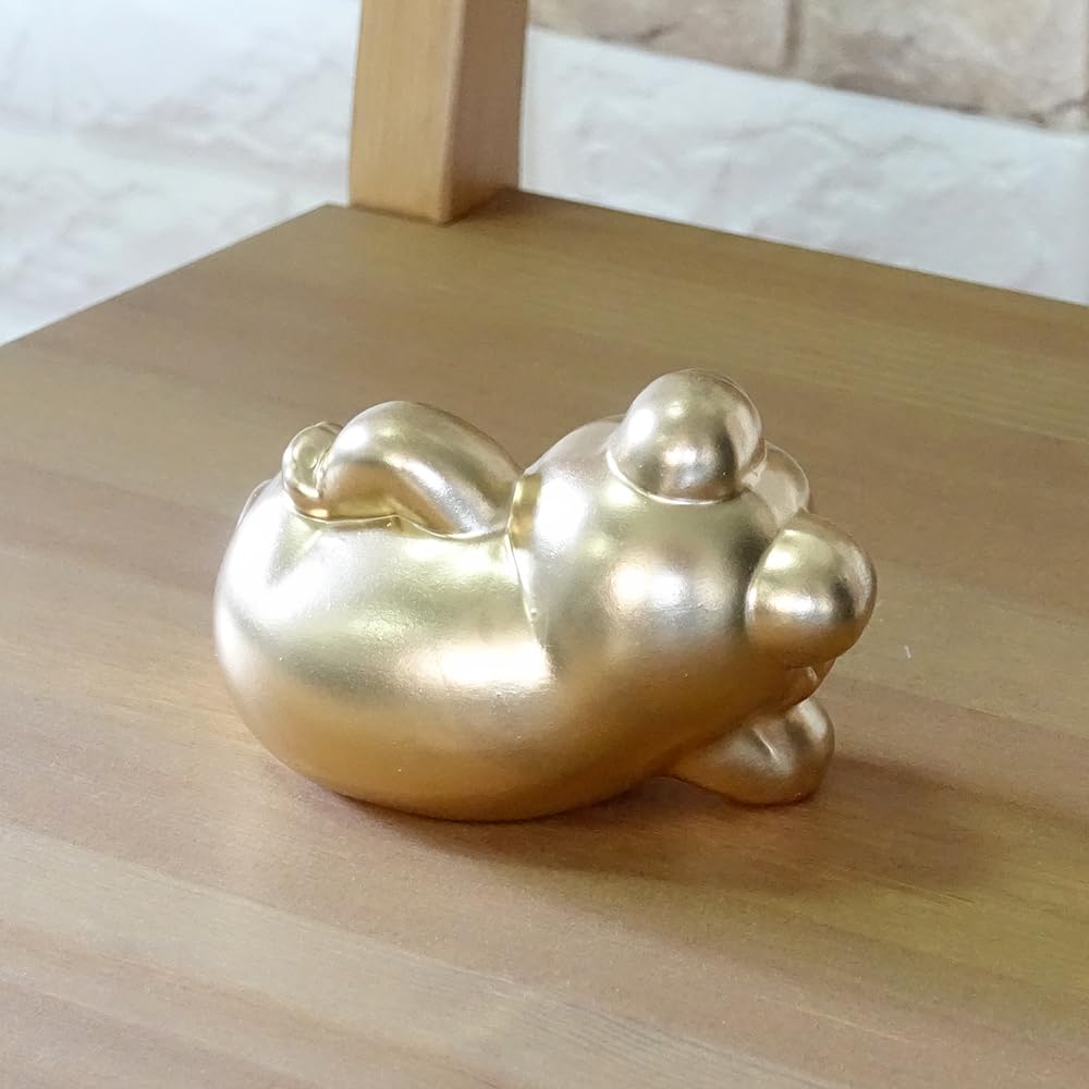 European Interior Casa Peace Mini Frog Made in Happy Figurine, Terracotta, Portugal, 12cm, Frog, Gold, pto-528gl-s