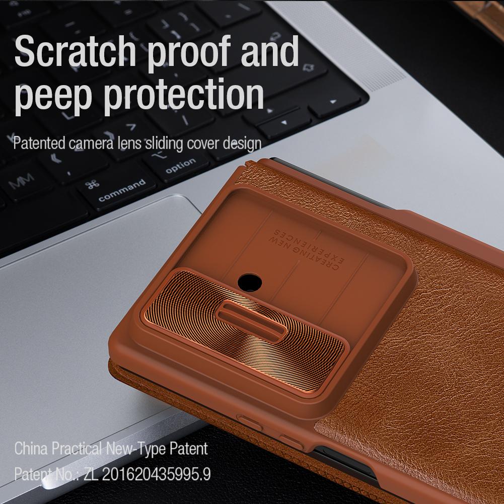 NILLKIN Luxury Leather Case for Samsung Galaxy Z Fold 7 5G with Slide Camera Cover & S-Pen Holder – Premium Protection Cover