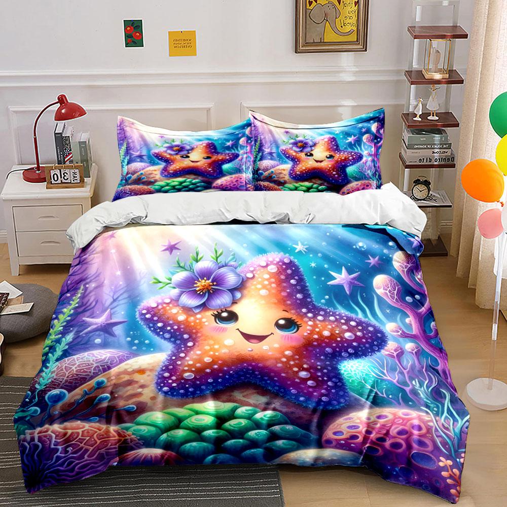 "Underwater Ocean Decor Set" Bedding Set with 1 Duvet Cover 2 Pillowcases Single Double King Queen, Gift