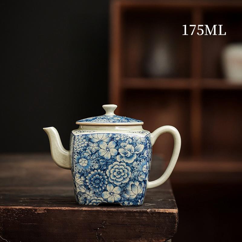 Retro Ru Kiln Tea Tureen Ceramic Sancai Cover Bowl Tea Maker Gaiwan Can Raise Kung Fu Teaware