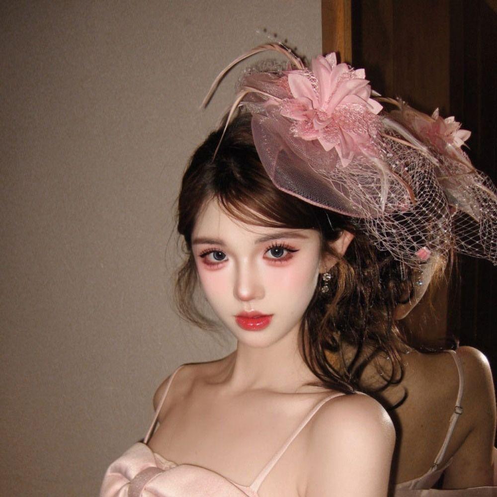 Sweet Veil Hat Headwear Hairpin Funeral Headdress Fashion Feathers Fascinator Hat Hair Accessories