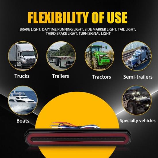 2X Trailer Truck LED Sequential Flowing Stop Brake Turn Tail Strip Light DRL Bar