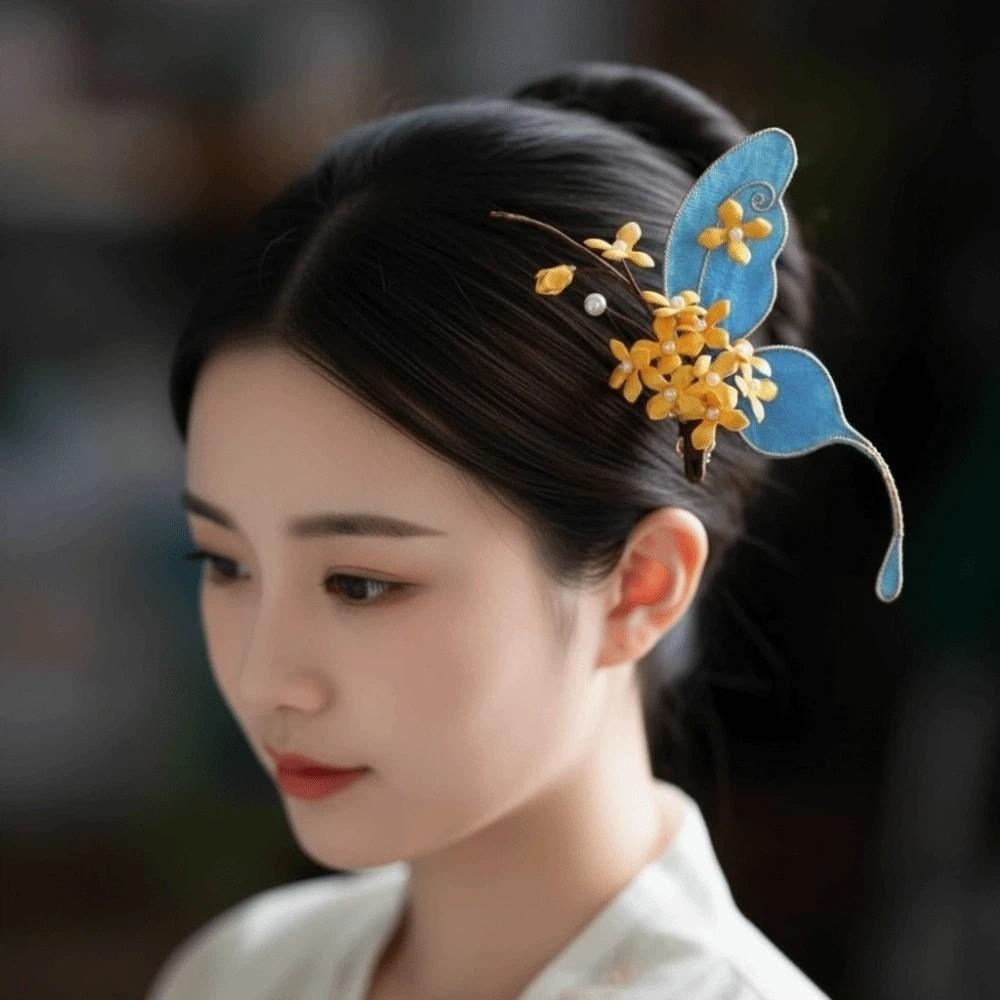 Beautiful Hanfu Butterfly Hair Fork Headwear Exquisite Fairy Side Clips  Girls