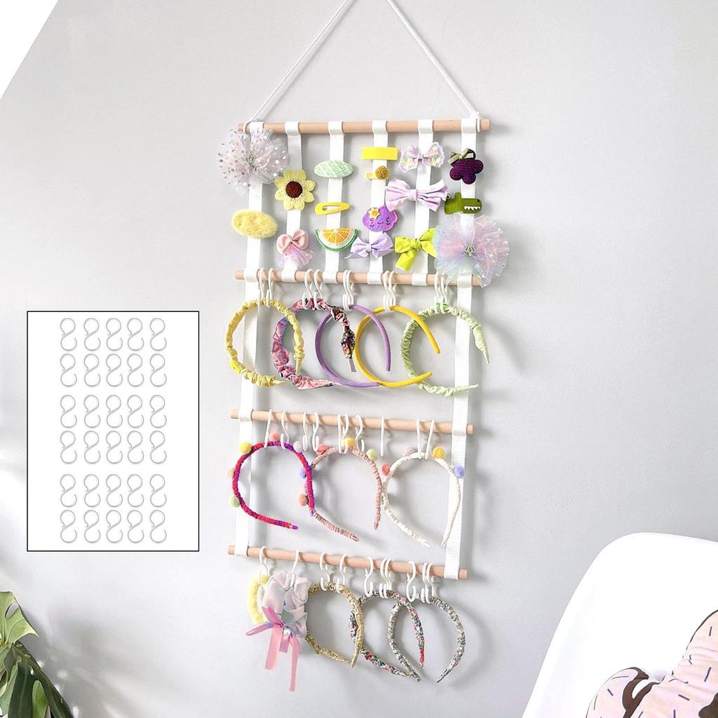 SKTMH Hair Accessory Wall Pocket for Hair Large Hair Hair Birthday Includes 30 Hooks Wall-Mounted Storage, Ties, Stylish, Space-Saving, Capacity,