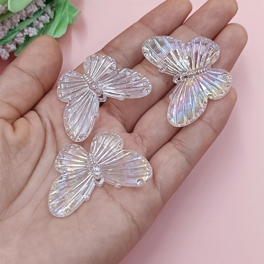 30Pcs 40*30mm Laser Color Single Hole Butterfly Pendant Creative AB Color Beads DIY Accessories for Jewelry Making