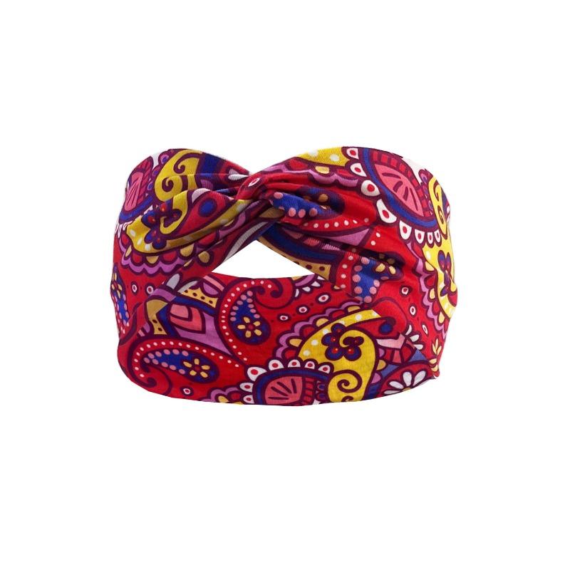 Yoga Headband Bohemian Style Sports Headscarf Women's Cashew Flower Sweat Absorbing Elastic Headband