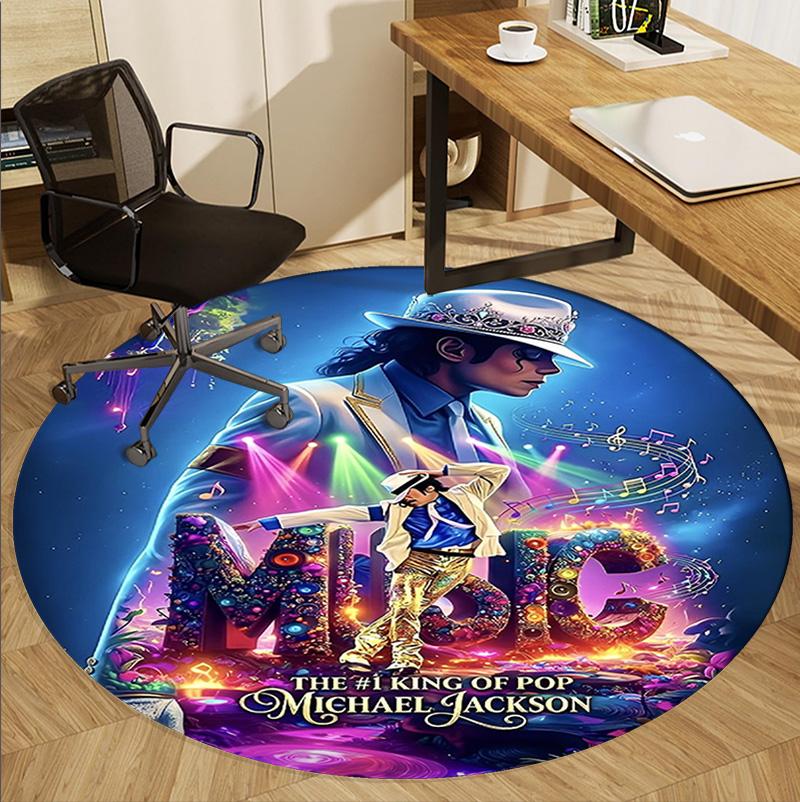 Michael Jackson Desenli Yuvarlak Halı, İç/Dış Mekan Paspası, Piknik, Oyun Odası, Yatak Odası, Ofis, Oturma Odası, Ev Dekorasyonu Halısı, Doğum Günü Hediyesi