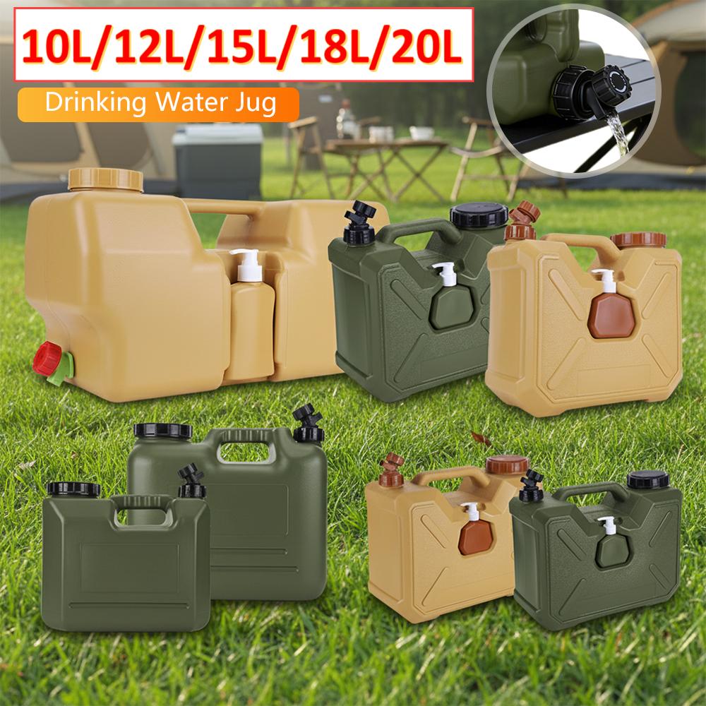 10L/12L/15L/18L/20L Emergency Water Storage Tank W/ Spigot & Hand Sanitizer Bottle Water Jug for Hiking Picnic Vehicle Outdoor