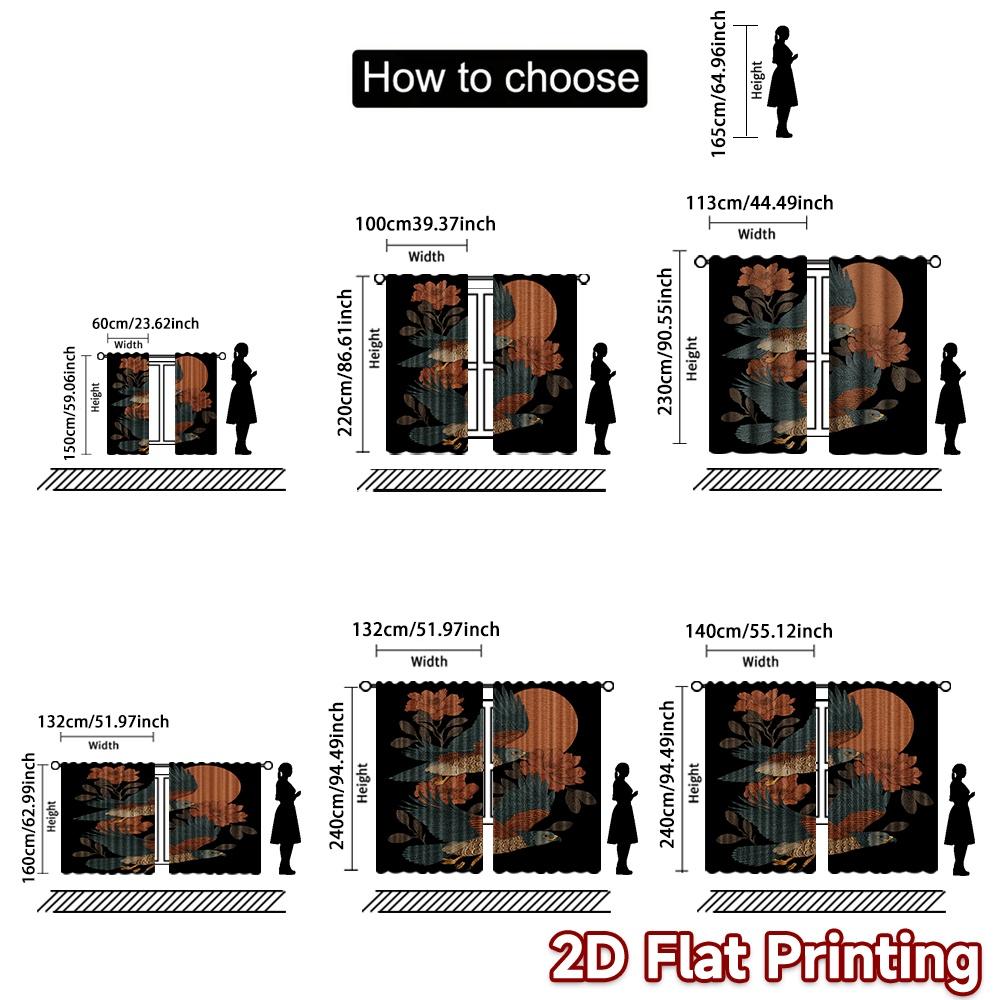 Set Of 2 Flat Printing Curtains Without Rod Flying Hawks Flowers Women Is Day Festival Fashion Versatile Polyester Curtain